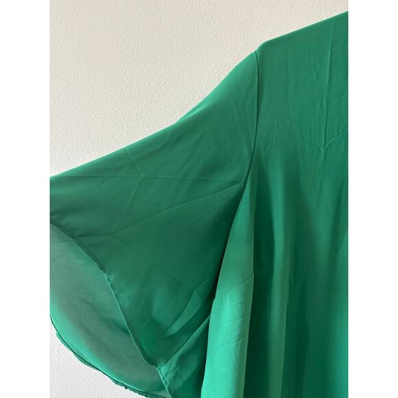 Eloquii Womens Bow Tie Blouse Size 20 Kelly Green Chiffon Office Career Workwear - Picture 2 of 5